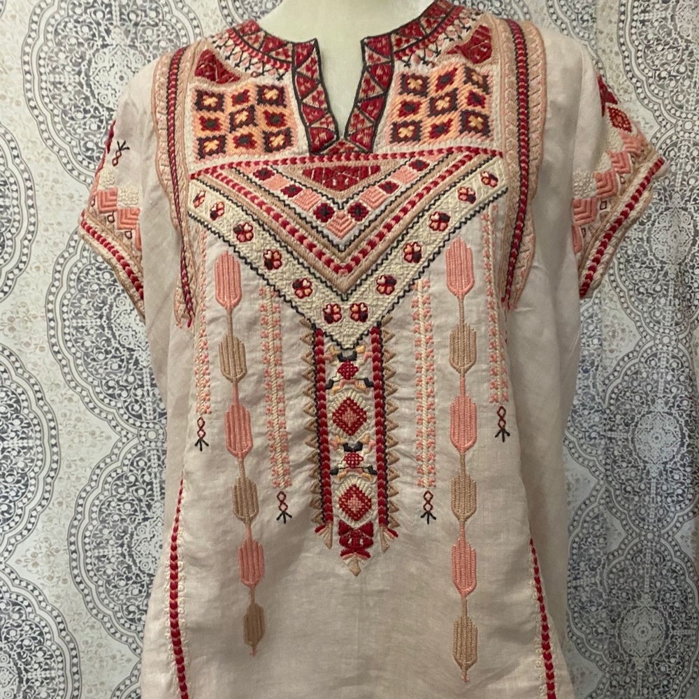 Johnny Was Sabriya Hi Lo Linen Tunic M 1/17 end